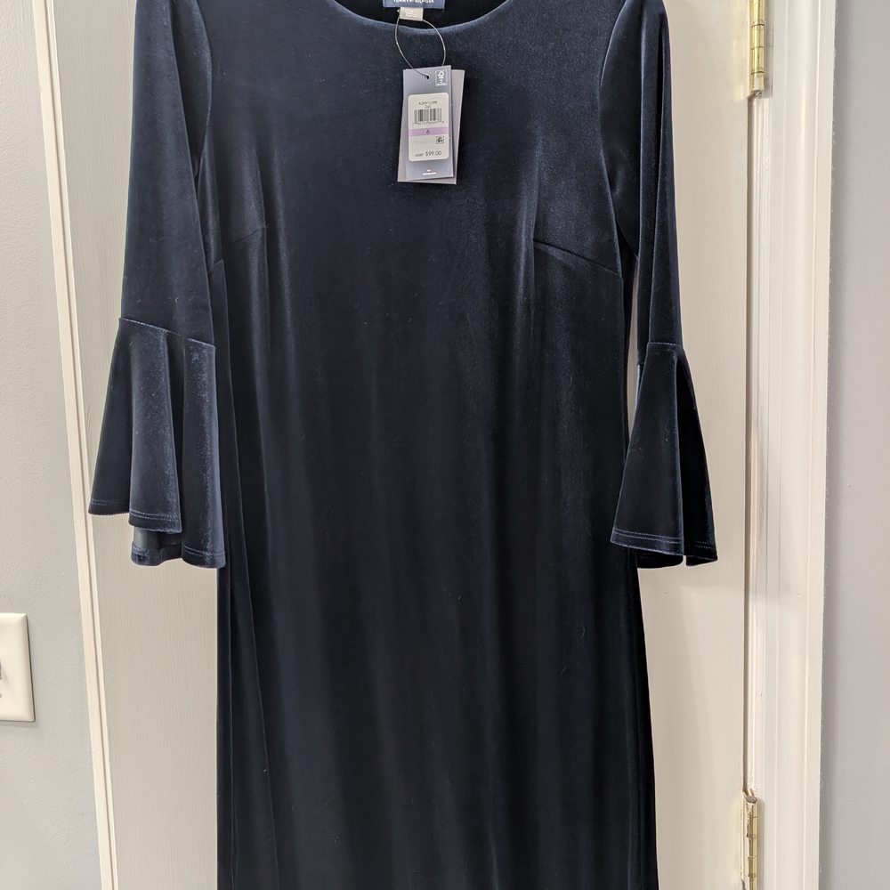 Blue Velvet Bell Sleeve Dress - Tommy Hilfiger